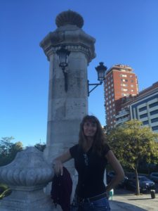 Oana at an entrance to Turia Gardens