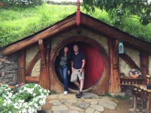 Todd and Oana in Hobbiton